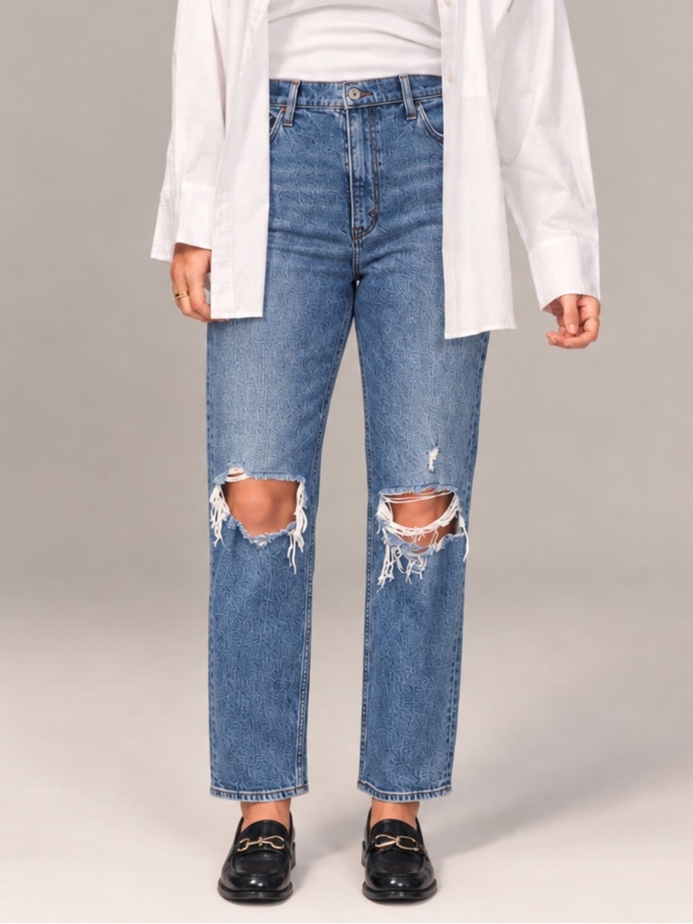 AF Ankle Straight Ultra High Rise Size 29 Curve Love Ripped Distressed